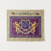 Montgomery Clan Badge & Tartan met leeuwen Wandkleed (Voorkant (horizontaal))