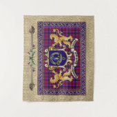 Montgomery Clan Badge & Tartan met leeuwen Wandkleed (Voorkant)