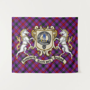 Montgomery Clan Badge & Unicorns w/Tartan Wandkleed