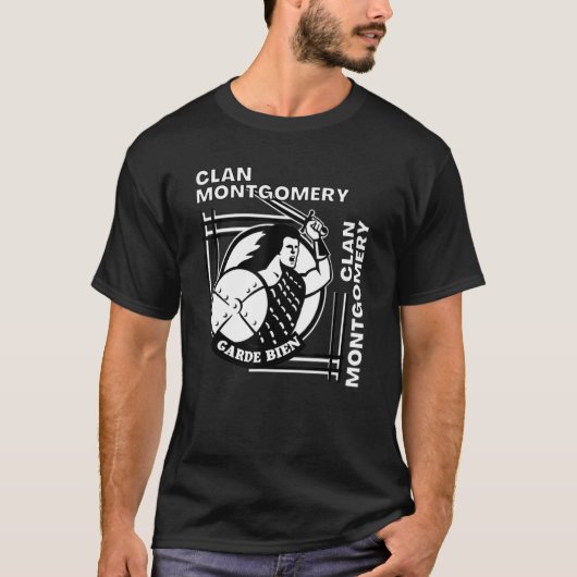 Montgomery Clan Gaelic Motto Sword T-shirt (Voorkant)