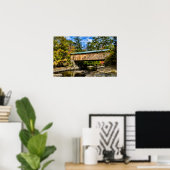 Montgomery Covered Bridge met herfstloof Poster (Thuiskantoor)