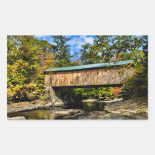 Montgomery Covered Bridge met herfstloof Rechthoekige Sticker