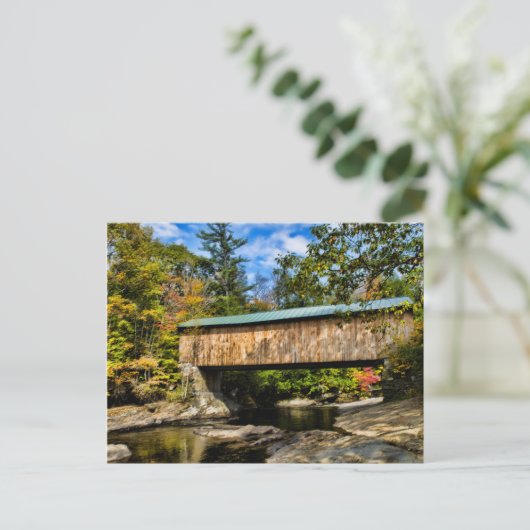 Montgomery Covered Bridge with fall foliation Briefkaart (Staand voorkant)