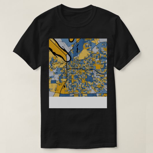 Montgomery Kaart Patroon in Blauw Goud TShirt (Design voorkant)