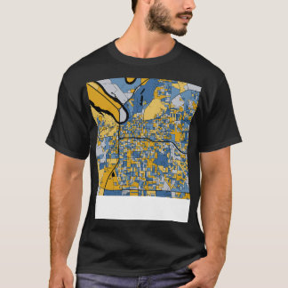 Montgomery Kaart Patroon in Blauw Goud TShirt
