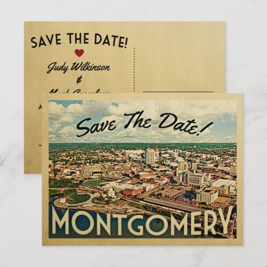 Montgomery Save the Date  Alabama Aankondigingskaart (Voorkant / Achterkant)