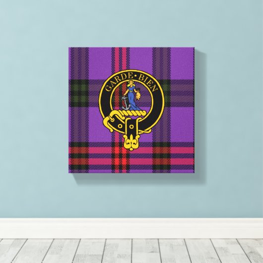 Montgomery Scottish Crest en Tartan Canvas print (Insitu (Houten vloer))