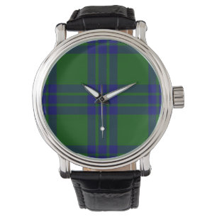 Montgomery tartan green blue plaid horloge