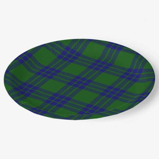 Montgomery tartan green blue plaid papieren bordje (Gekanteld)