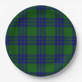 Montgomery tartan green blue plaid papieren bordje (Voorkant)