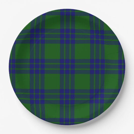 Montgomery tartan green blue plaid papieren bordje (Voorkant)