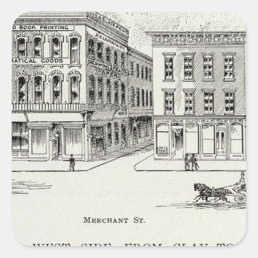 Montgomery West side Clay en Washington Vierkante Sticker (Voorkant)