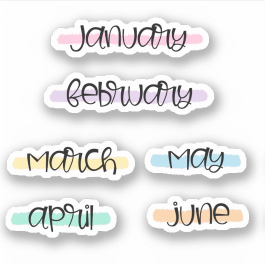 Month Name Headers -Highlight- (Jan to June)  Sticker (Voorkant)