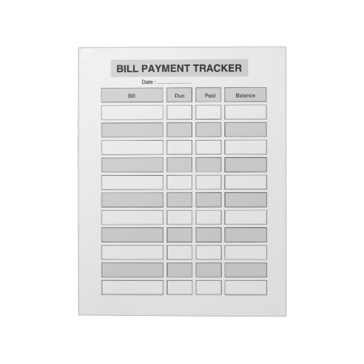 Monthly Bill Payment Tracker Notitieblok (Linkerzijde)