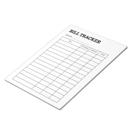 Monthly Bill Tracker Notepad Notitieblok (Schuin)