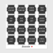 Monthly Index Tab Black Bujo Planner Foldable Sticker (Vel)