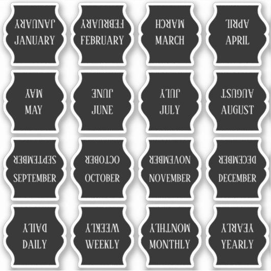 Monthly Index Tab Black Bujo Planner Foldable Sticker (Voorkant)