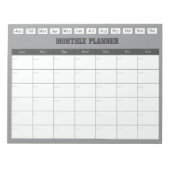 Monthly Planner Grey Simple Calendar Notitieblok (Voorkant)