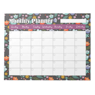 Monthly Planner Spring Colorful Flowers  Notitieblok