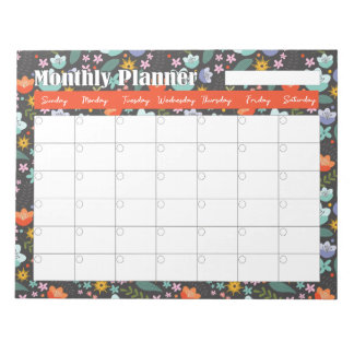 Monthly Planner Spring Colorful Flowers  Notitieblok