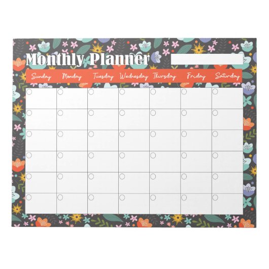 Monthly Planner Spring Colorful Flowers  Notitieblok (Voorkant)