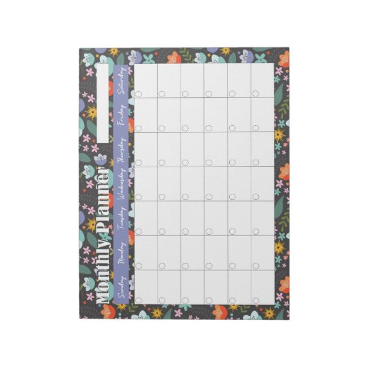 Monthly Planner Spring Colorful Flowers  Notitieblok (Linkerzijde)