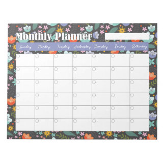 Monthly Planner Spring Colorful Flowers  Notitieblok