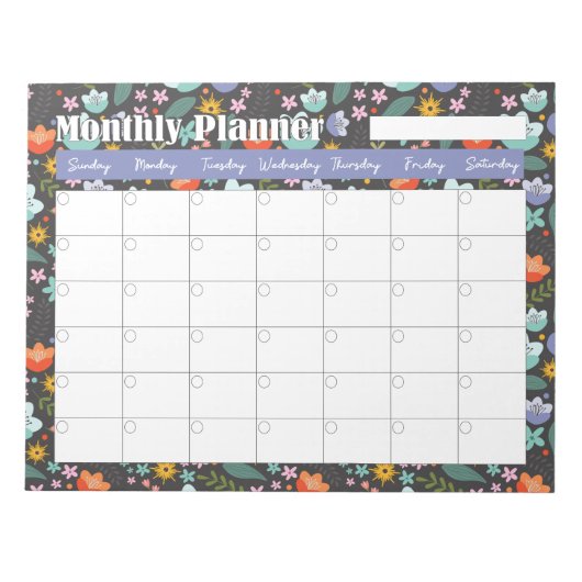 Monthly Planner Spring Colorful Flowers Notitieblok (Voorkant)