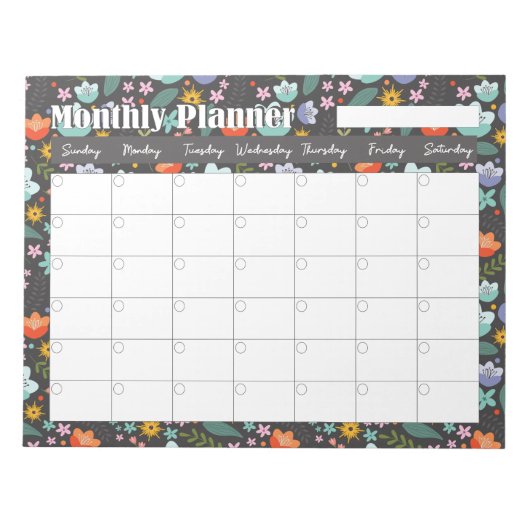Monthly Planner Spring Colorful Flowers  Notitieblok (Voorkant)