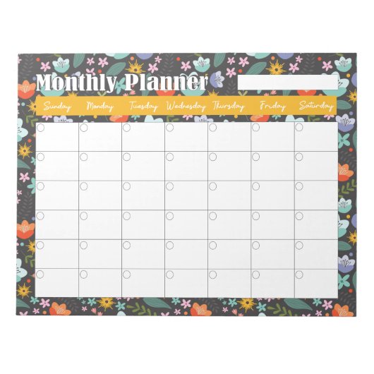 Monthly Planner Spring Colorful Flowers Notitieblok (Voorkant)