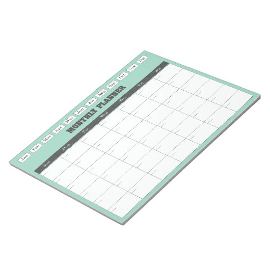 Monthly Planner Teal Simple Calendar Notitieblok (Schuin)