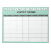 Monthly Planner Teal Simple Calendar Notitieblok (Voorkant)