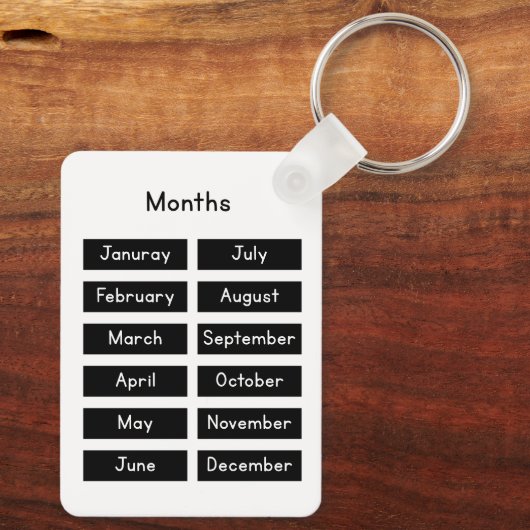 Months of the year sleutelhanger (Achterkant)