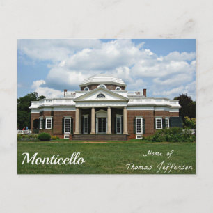 Monticello, de thuisstad Thomas Jefferson Briefkaart