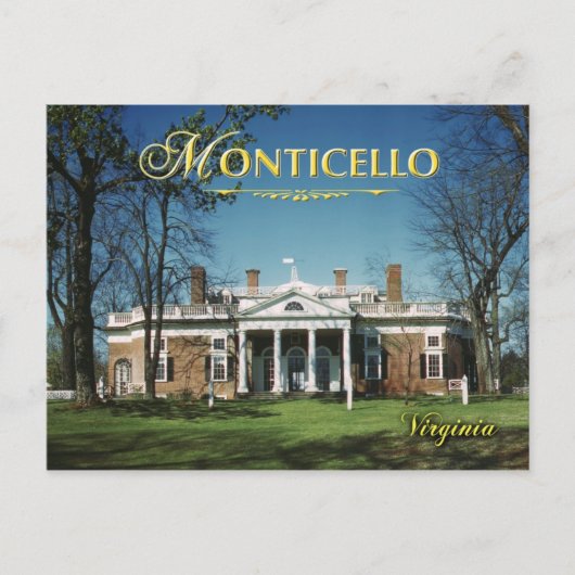 Monticello, Jefferson's Home, Virginia Briefkaart (Voorkant)