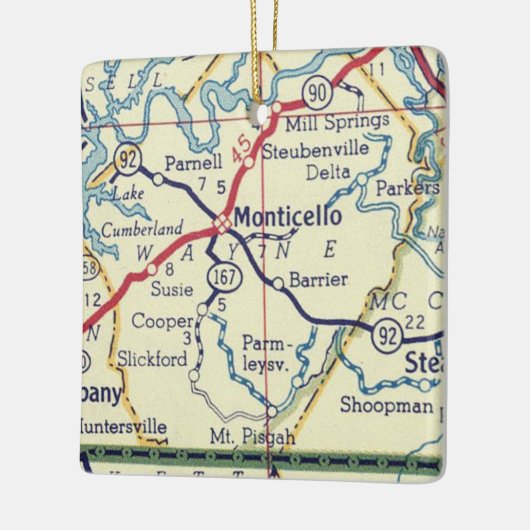 Monticello KY  kaart Keramisch Ornament (Links)