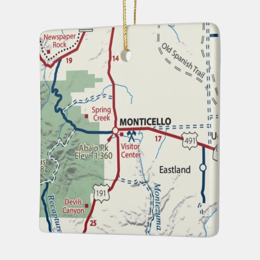 Monticello Utah Map Keramisch Ornament (Links)