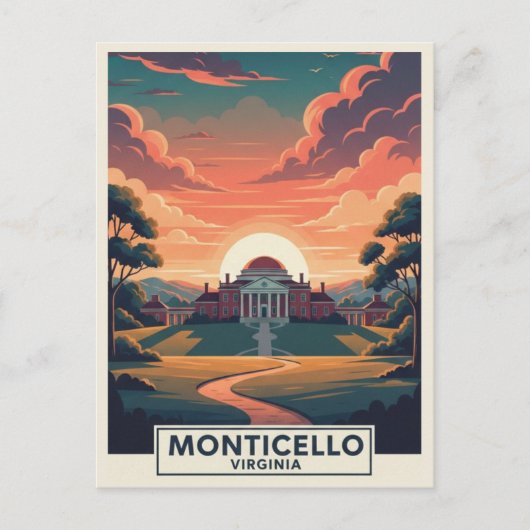 Monticello Virginia Reizen Briefkaart (Voorkant)