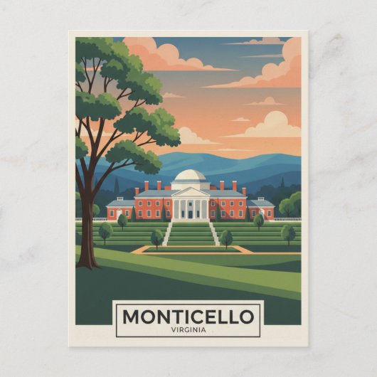 Monticello Virginia Reizen Briefkaart (Voorkant)