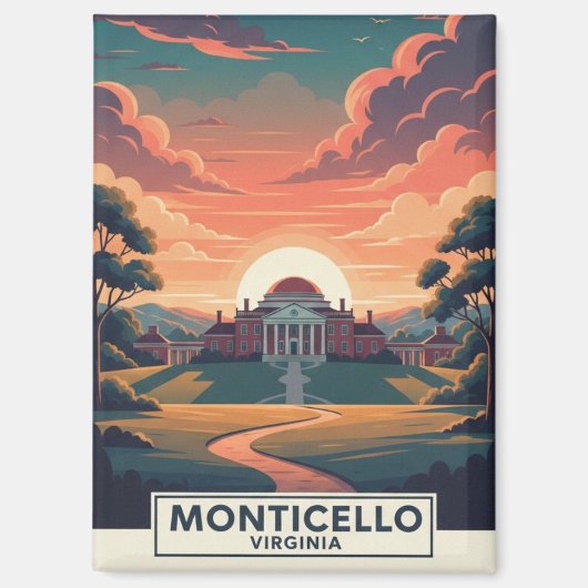Monticello Virginia Reizen Magneet (Voorkant)