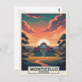 Monticello Virginia Travel Briefkaart (Voorkant / Achterkant)