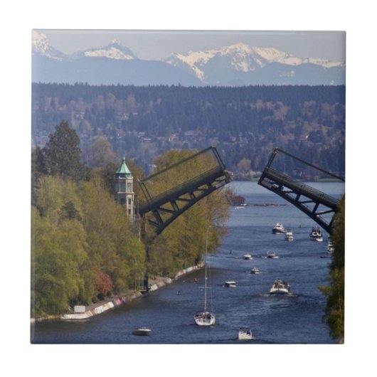 MontLake Bridge en Cascade Mountains Tegeltje (Voorkant)