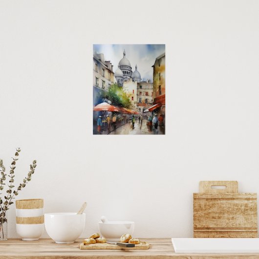 Montmartre Frankrijk Landschapskunst Print Poster (Keuken)