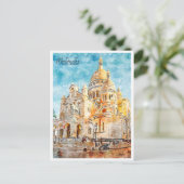 Montmartre Frankrijk vintage reizen waterverf Briefkaart (Staand voorkant)