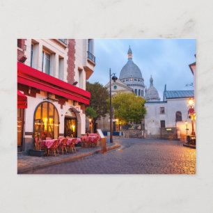 Montmartre in Paris, France Old Street Cafe Briefkaart