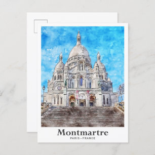 Montmartre Paris Frankrijk Reis Waterverf Briefkaart