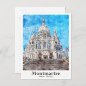 Montmartre Paris Frankrijk Reis Waterverf Briefkaart (Voorkant / Achterkant)