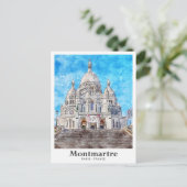 Montmartre Paris Frankrijk Reis Waterverf Briefkaart (Staand voorkant)