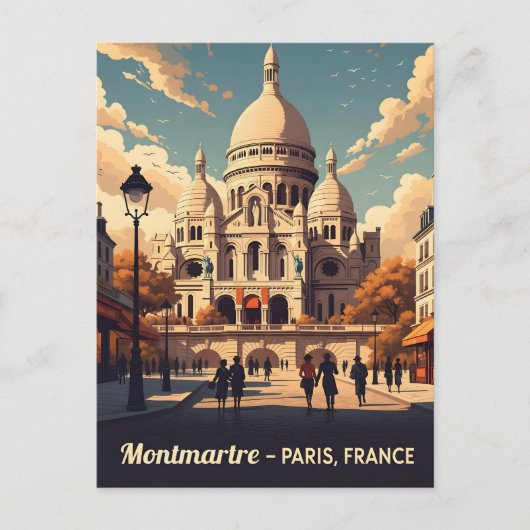 Montmartre Paris with scare Coeur basilica Briefkaart (Voorkant)