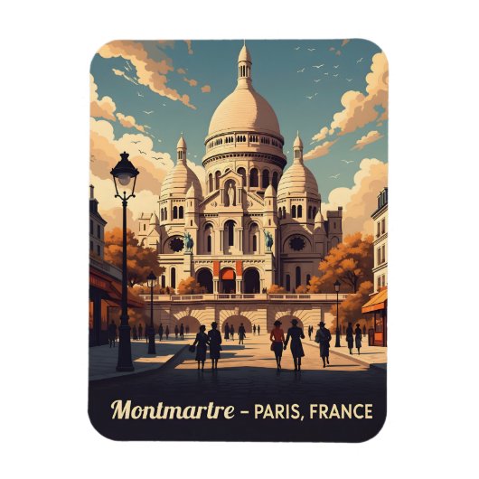 Montmartre Paris with scare Coeur basilica Magneet (Verticaal)